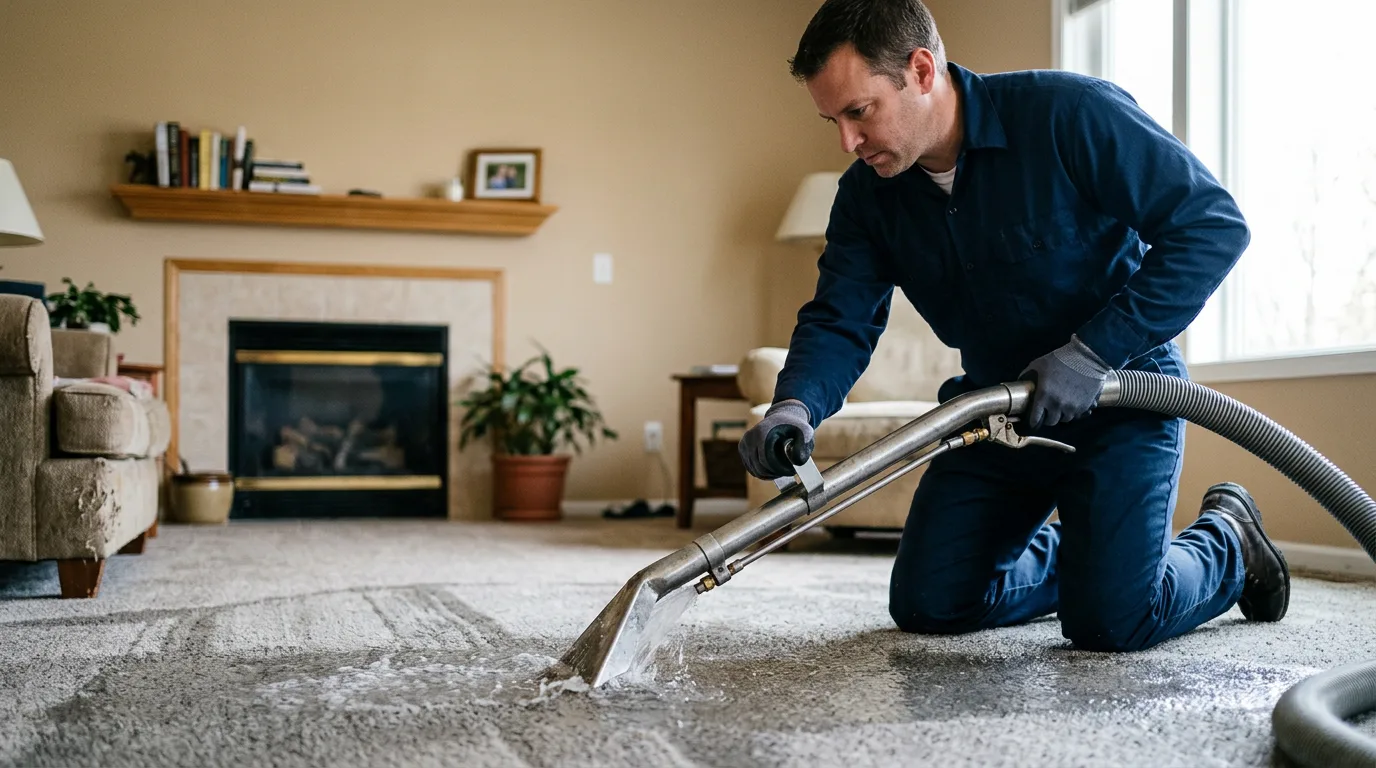 Water damage restoration technician working near Stuart, IA